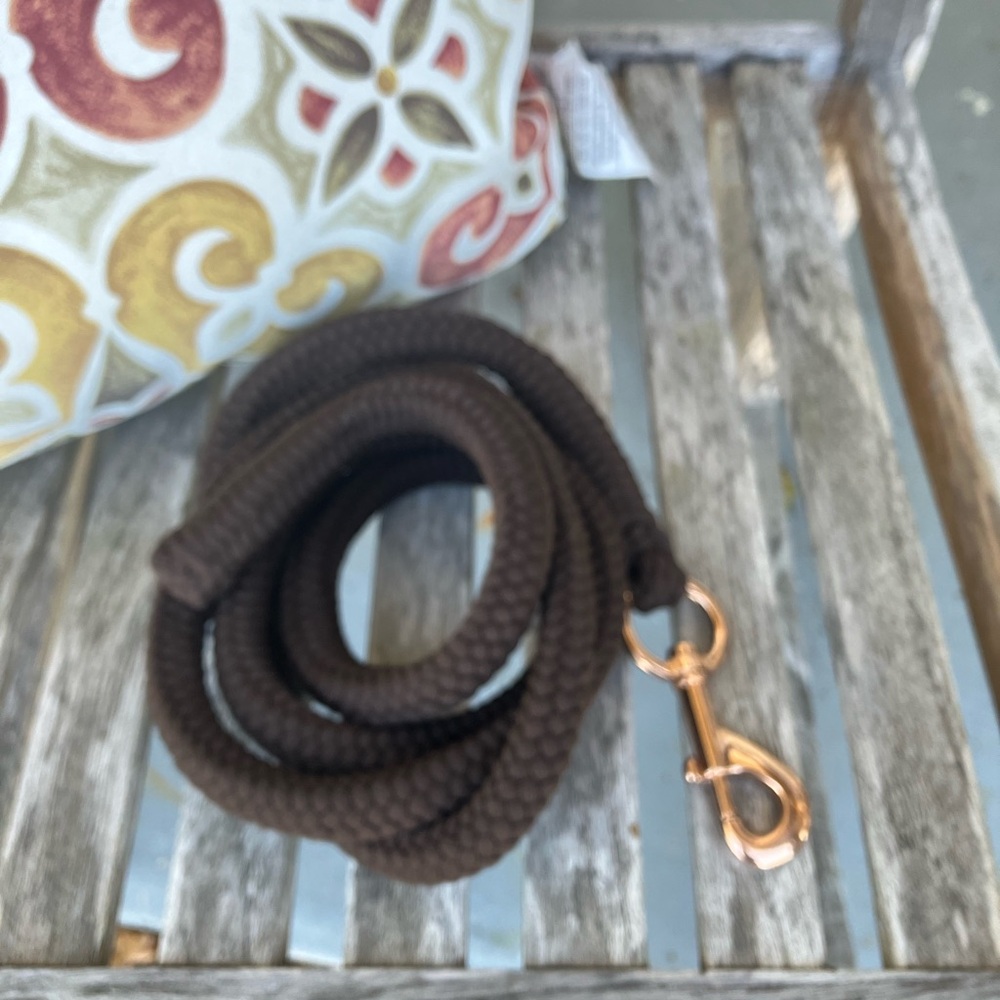 Brown Lead Rope for horse with Rose Gold Clip